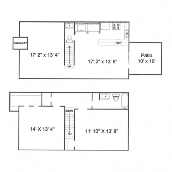 treybrooke at the park apartments and townhomes floor plan C1TH