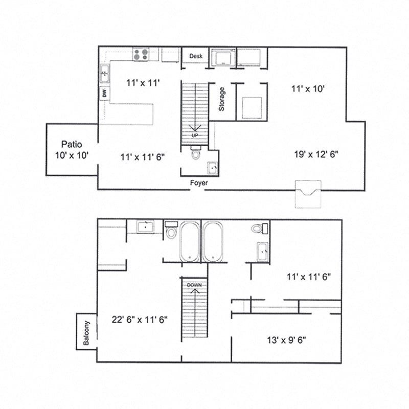 treybrooke at the park apartments and townhomes floor plan DTH